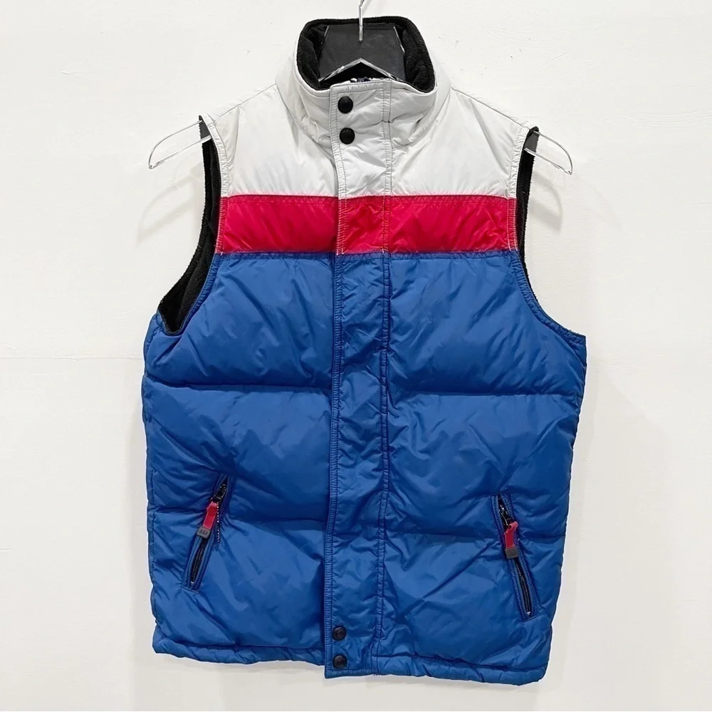 Gap Kids Tri Color Puffer Vest Jacket Blue Red White XL 12